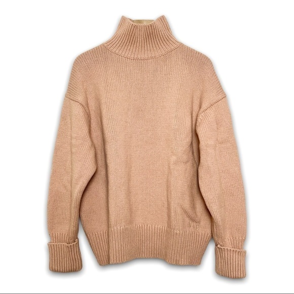 VICTORIA BECKHAM Pale Pink Oversized‎ Wool Funnel Neck Chunky Sweater Size M - Picture 6 of 12